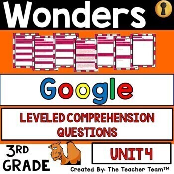 Preview of Wonders 3rd Grade Unit 4  Reading Comprehension Questions, 2017 | Google Slides