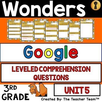 Preview of Wonders 3rd Grade Unit 5 Reading Comprehension Questions, 2017 | Google Slides