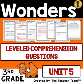 Preview of Wonders 3rd Grade Unit 5  Reading Comprehension Questions, 2017 | Printable