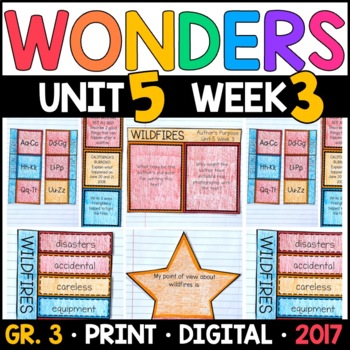 Preview of Wonders 3rd Grade, Unit 5 Week 3: Wildfires Supplements with GOOGLE Classroom
