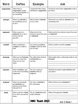 Wonders 3rd Grade Vocabulary Bundle Unit-2 by Coral's Classroom Corner