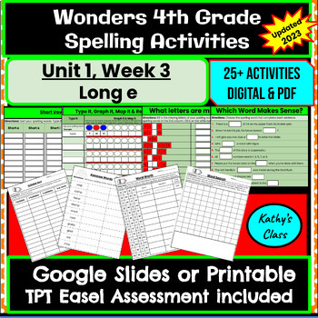 Preview of Wonders 4th Grade Spelling Activities: Unit 1, Week 3-Long e