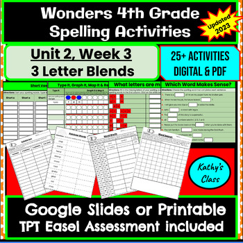 Preview of Wonders 4th Grade Spelling Activities: Unit 2, Week 3 - 3 Letter Blends
