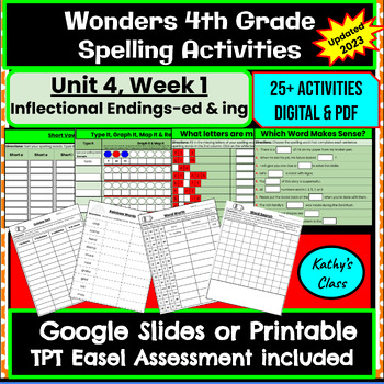 Preview of Wonders 4th Grade Spelling Activities: Unit 4, Week 1-Inflectional Endings