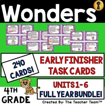 Preview of Wonders 4th Grade Unit 1-6 Early Finisher Task Cards, 2017 | Printable Bundle
