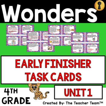 Preview of Wonders 4th Grade Unit 1 Early Finishers Task Cards, 2017 | Printable