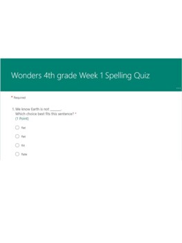 Preview of Wonders 4th Grade Unit 1 Week 1 Spelling Quiz
