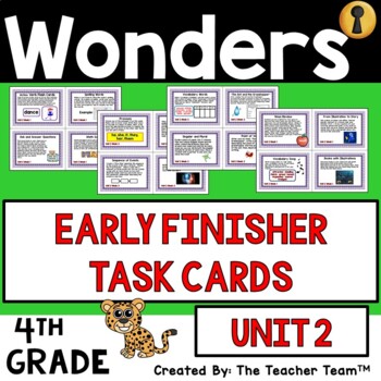 Preview of Wonders 4th Grade Unit 2 Early Finishers Task Cards, 2017 | Printable