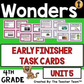 Preview of Wonders 4th Grade Unit 5 Early Finishers Task Cards, 2017 | Printable