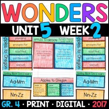Preview of Wonders 4th Grade, Unit 5 Week 2: Apples to Oregon with GOOGLE Classroom
