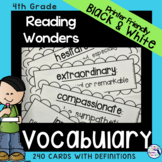 Wonders 4th Grade Vocabulary Cards - Black & White