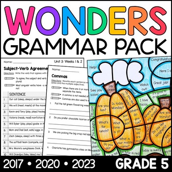 Preview of Wonders 5th Grade Grammar for ALL Units 1-6 (2023, 2020, and 2017 Editions)