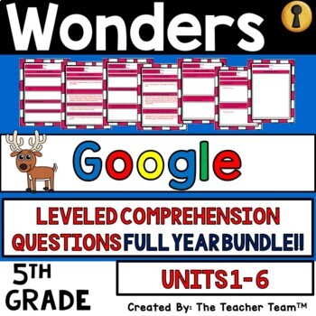 Preview of Wonders 5th Grade Unit 1 - 6 Comprehension Questions | Google Slides Bundle