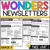 Wonders 5th Grade Weekly Newsletters 2023, 2020, and 2017 