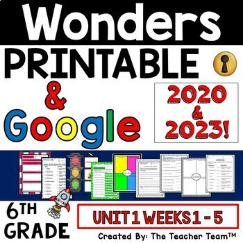 Preview of Wonders 6th Grade Unit 1, 2020-2023 | Printable and Google Slides Bundle