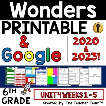 Preview of Wonders 6th Grade Unit 4, 2020-2023 | Printable and Google Slides Bundle