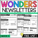 Wonders 6th Grade Weekly Newsletters 2020 and 2017 - FREE Sample