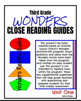 Preview of Wonders Close Reading Guides