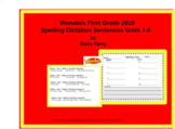 Wonders First Grade 2020 Spelling Dictation Sentences Unit