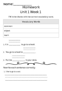 1st grade homework packet