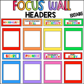 Preview of Editable Focus Wall Headers | Rainbow