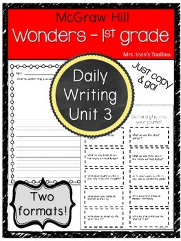 Preview of Wonders Grade 1 Unit 3 Daily Writing and Reading Response