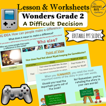 Preview of Wonders Grade 2 Unit 5 A DIFFICULT DECISION Editable Companion Resource