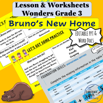 Preview of Wonders Grade 3 Unit 1 Bruno's New Home (Editable)