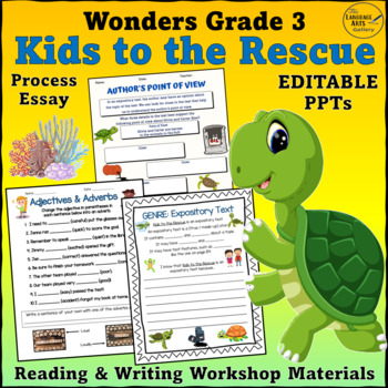 Preview of Wonders Grade 3 Unit 2 Week 4 KIDS TO THE RESCUE Editable Companion Resource
