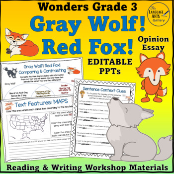 Preview of Wonders Grade 3 Unit 4 GRAY WOLF! RED FOX! Editable Companion Resource