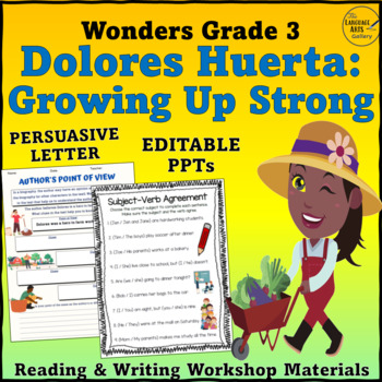 Preview of Wonders Grade 3 Unit 5 DOLORES HUERTA GROWING UP STRONG Editable Companion