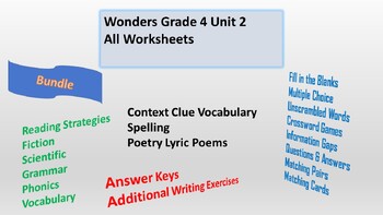 Preview of Wonders Grade 4 Unit 2 All Ideas All  Worksheets