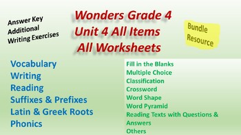 Preview of Wonders Grade 4 Unit 4 All Items All Worksheets