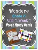 Wonders Grade 5 Unit 1, Week 1 Vocabulary Cards and Game Board