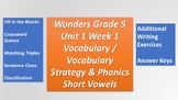 Wonders Grade 5 Unit 1 Week 1 Vocabulary & Phonics Worksheets