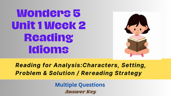 Preview of Wonders Grade 5 Unit 1 Week 2 Rereading strategy Reading for Analysis Idioms