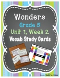 Wonders Grade 5 Unit 1, Week 2 Vocabulary Cards and Game Board