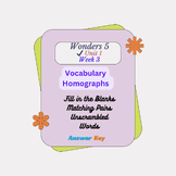 Wonders Grade 5 Unit 1 Week 3 vocabulary & Homographs