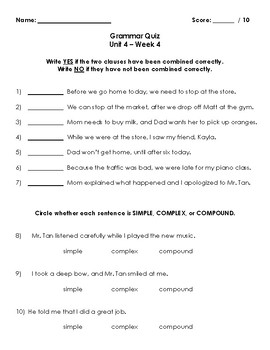 Wonders Grammar Quizzes (Grade 3, Unit 4) by The Lindsay Way | TpT