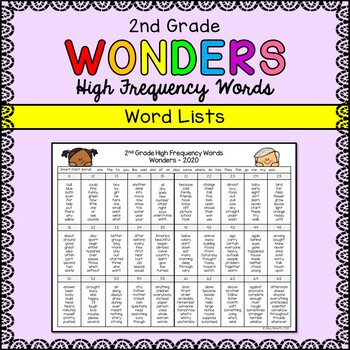Preview of Wonders Sight Words - Second Grade High Frequency Word List