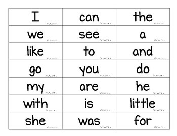 sight words for pre k and kindergarten