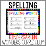 Kindergarten Wonders Spelling List