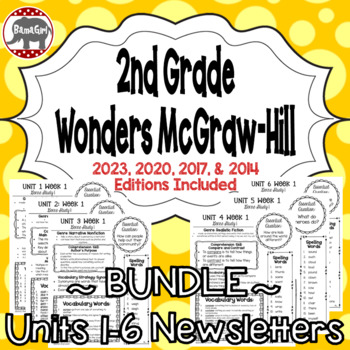 Preview of Wonders McGraw Hill 2nd Grade Newsletter/Study Guide - Units 1-6 **Bundle**