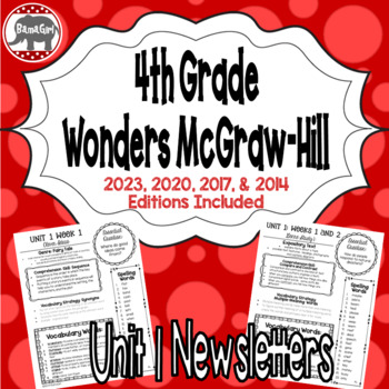 Preview of Wonders 2023, 2020, 2017 McGraw Hill 4th Grade Newsletters/Study Guide - Unit 1