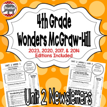 Preview of Wonders 2023, 2020, 2017 McGraw Hill 4th Grade Newsletters/Study Guide - Unit 2