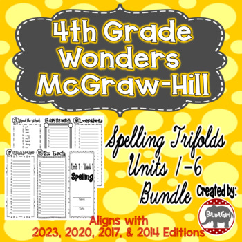 Preview of Wonders McGraw Hill 4th Grade Spelling Trifolds - Units 1-6 **Bundle**