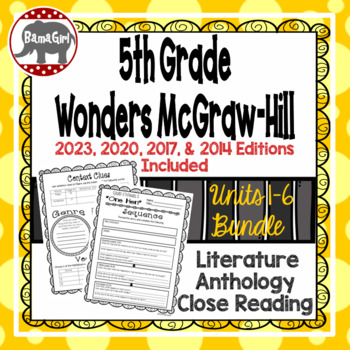 Preview of Wonders McGraw Hill 5th Grade Close Reading Literature Anthology Unit 1-6 Bundle
