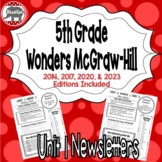 Wonders 2023, 2020, 2017 McGraw Hill 5th Grade Newsletters