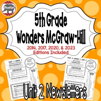 Preview of Wonders 2023, 2020, 2017 McGraw Hill 5th Grade Newsletters/Study Guide - Unit 2