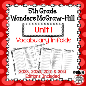 Preview of Wonders McGraw Hill 5th Grade Vocabulary Trifold - Unit 1